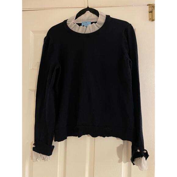 CeCe Long sleeve blue layered look crew neck sweater size medium - Picture 1 of 9